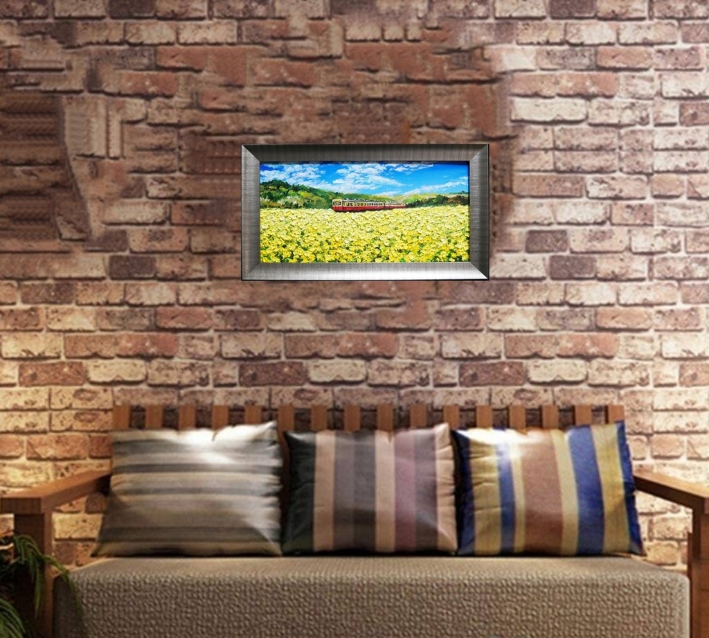 油絵 油彩 油彩画 絵 絵画 【菜の花畑を走る小湊鉄道】