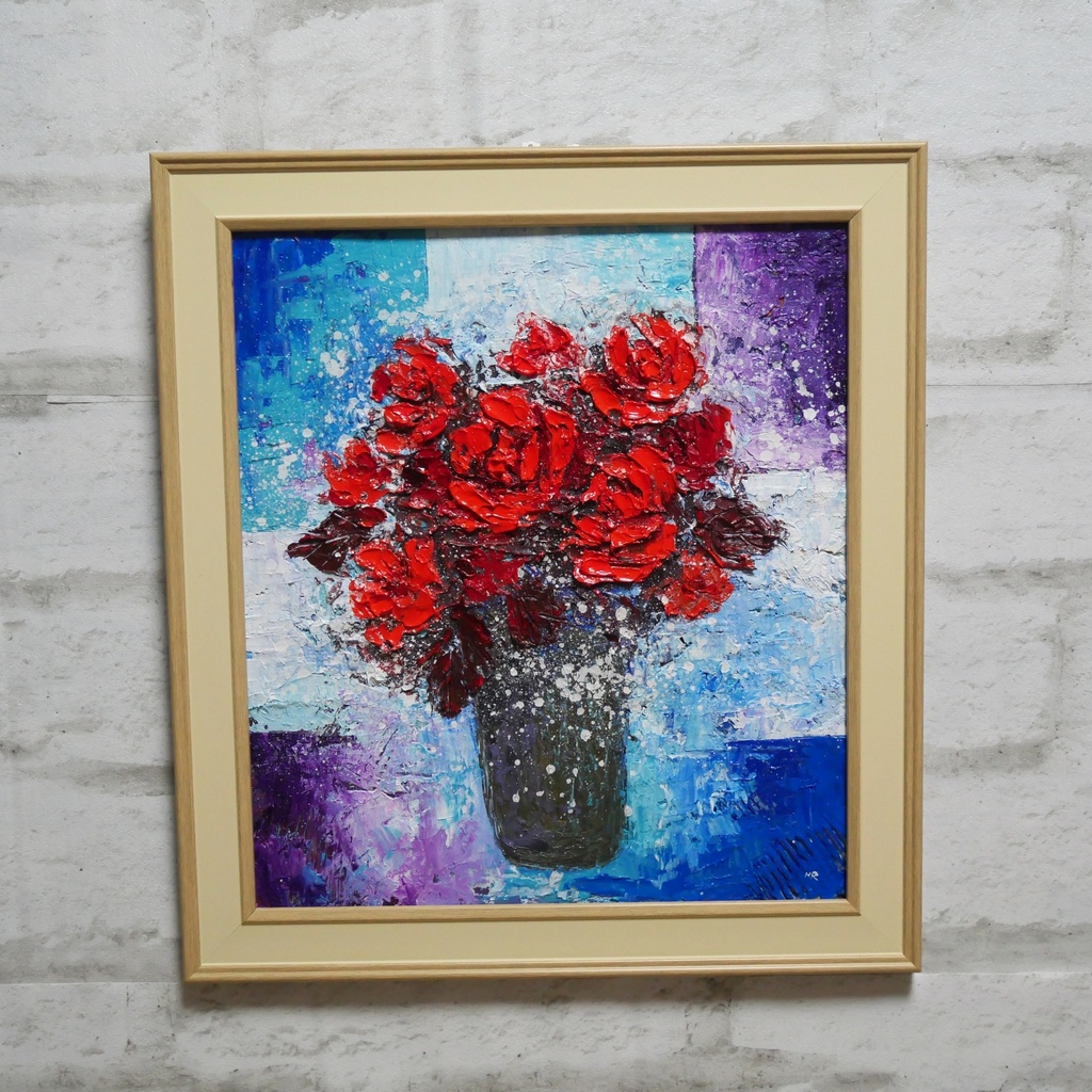 油絵 油彩 油彩画 絵 絵画 【Red rose】