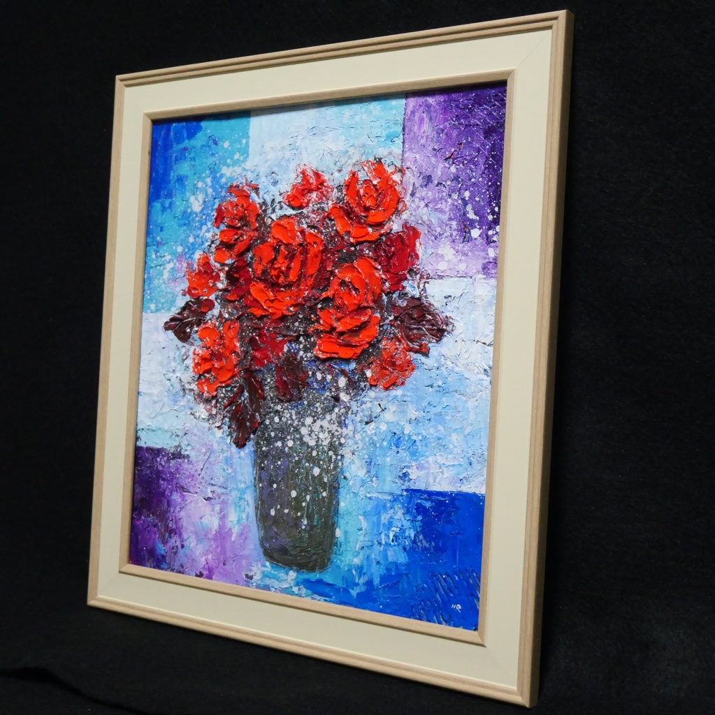 油絵 油彩 油彩画 絵 絵画 【Red rose】