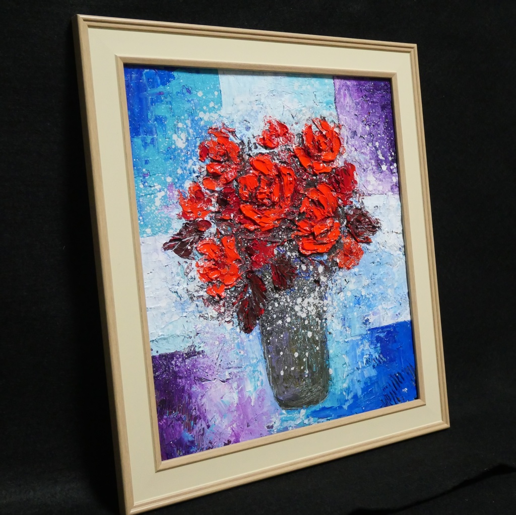 油絵 油彩 油彩画 絵 絵画 【Red rose】