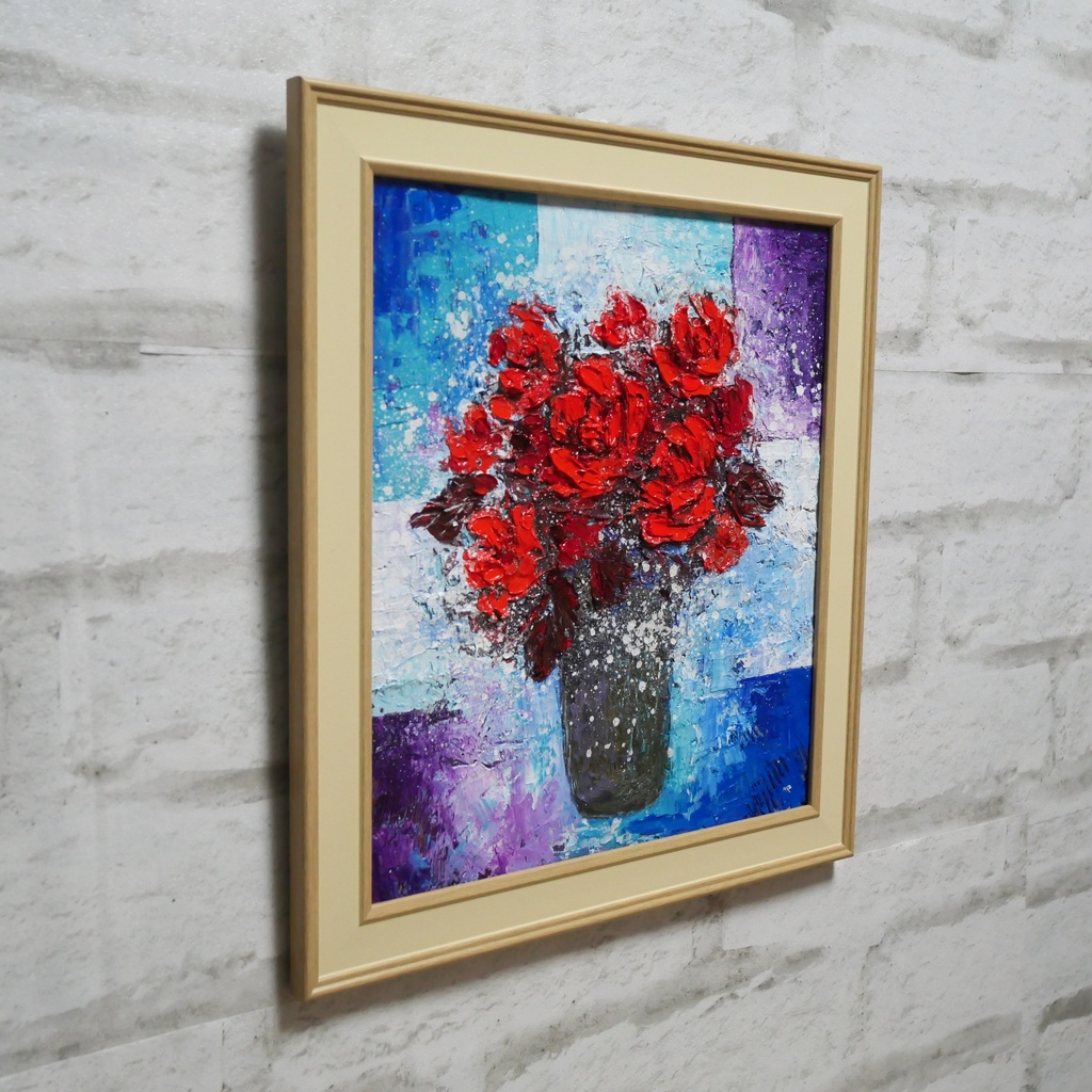 油絵 油彩 油彩画 絵 絵画 【Red rose】