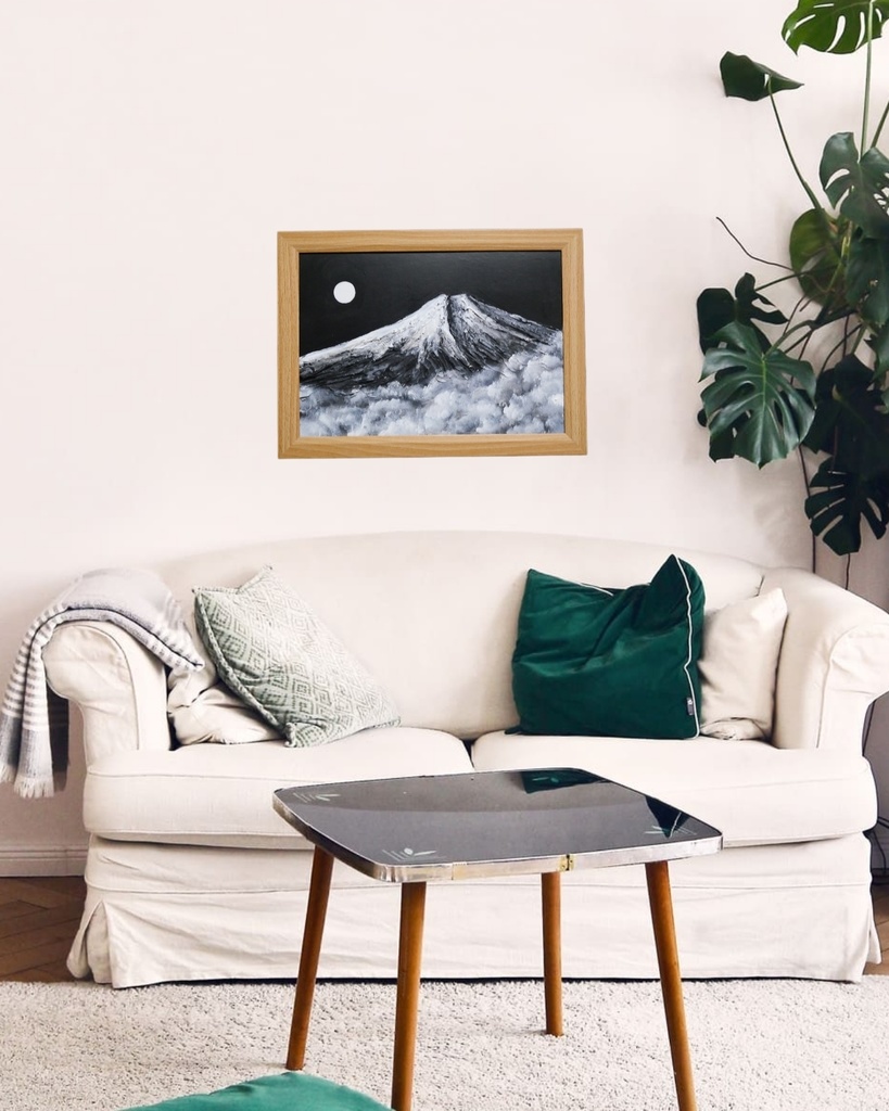 油絵 油彩 油彩画 絵 絵画 【白黒の富士山】