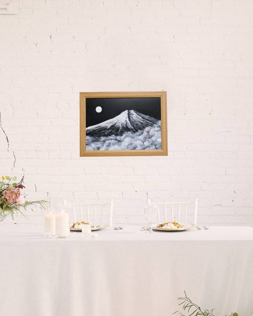 油絵 油彩 油彩画 絵 絵画 【白黒の富士山】