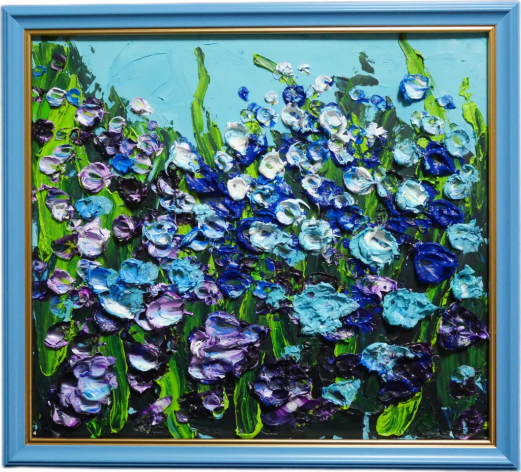 油絵 油彩 油彩画 絵 絵画 【blue flower field】