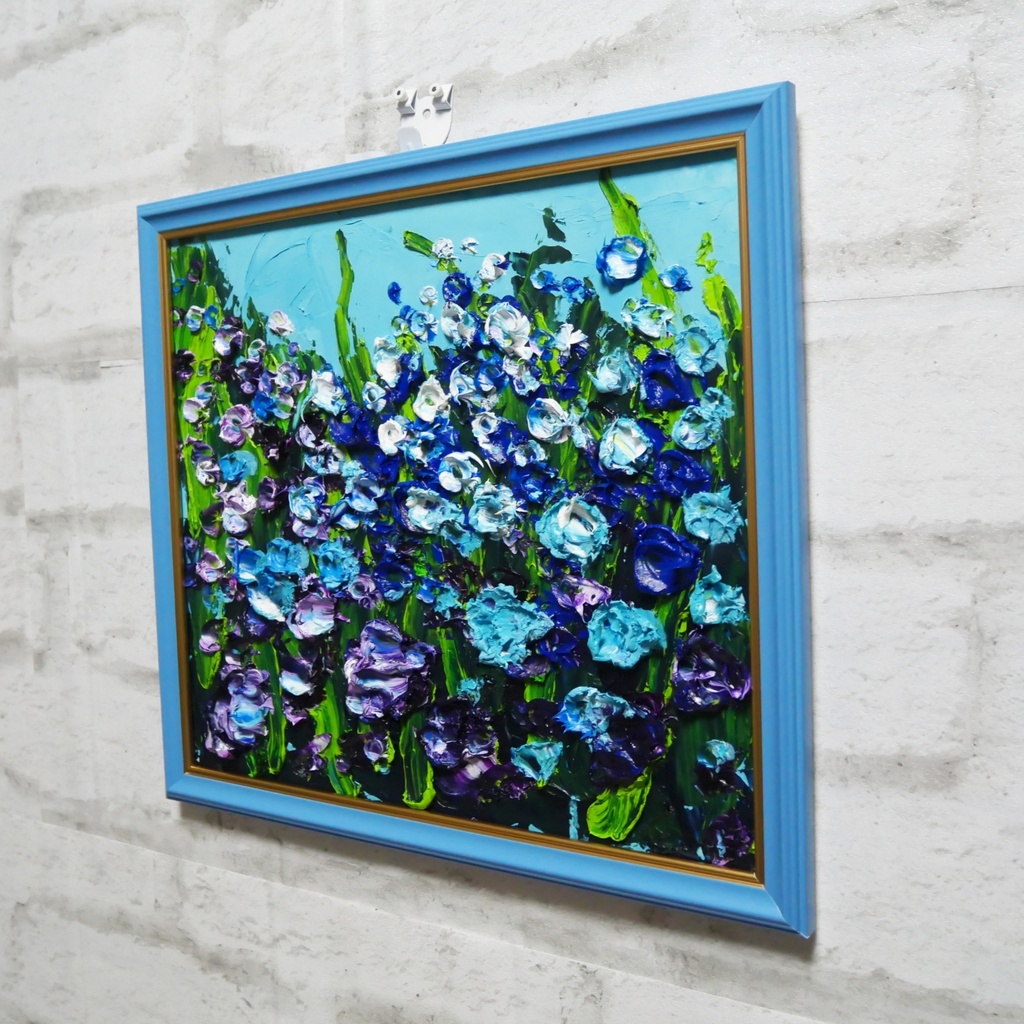 油絵 油彩 油彩画 絵 絵画 【blue flower field】