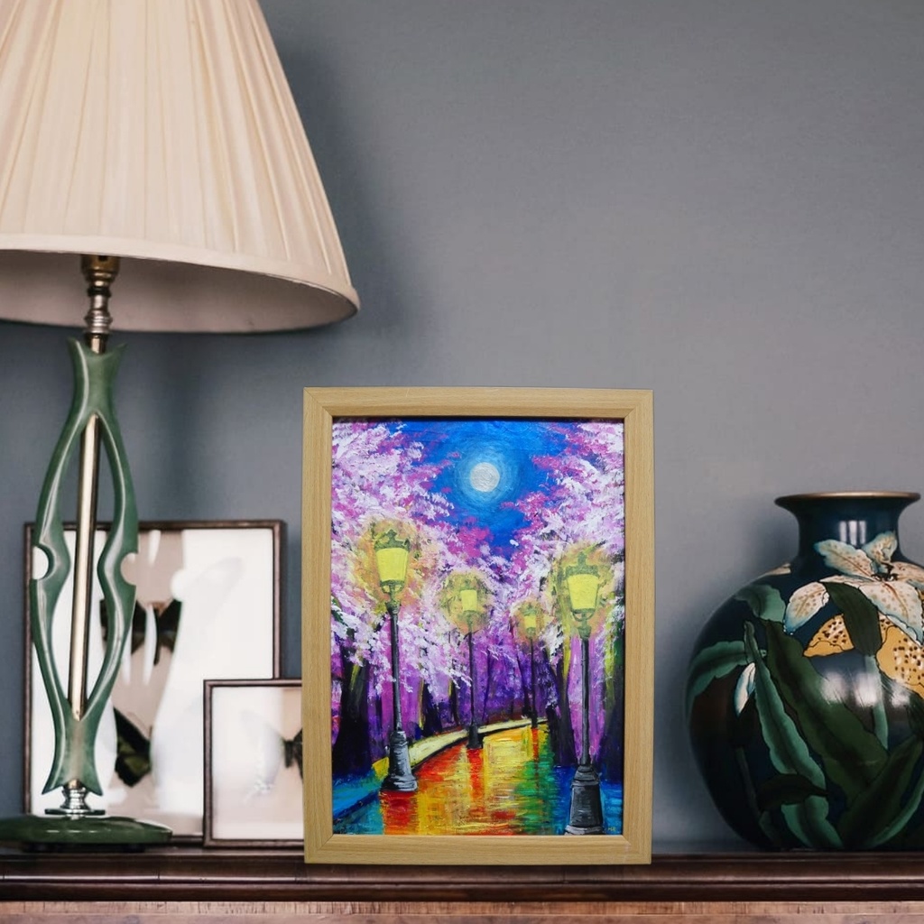 油絵 油彩 油彩画 絵 絵画 【桜のライトアップ】