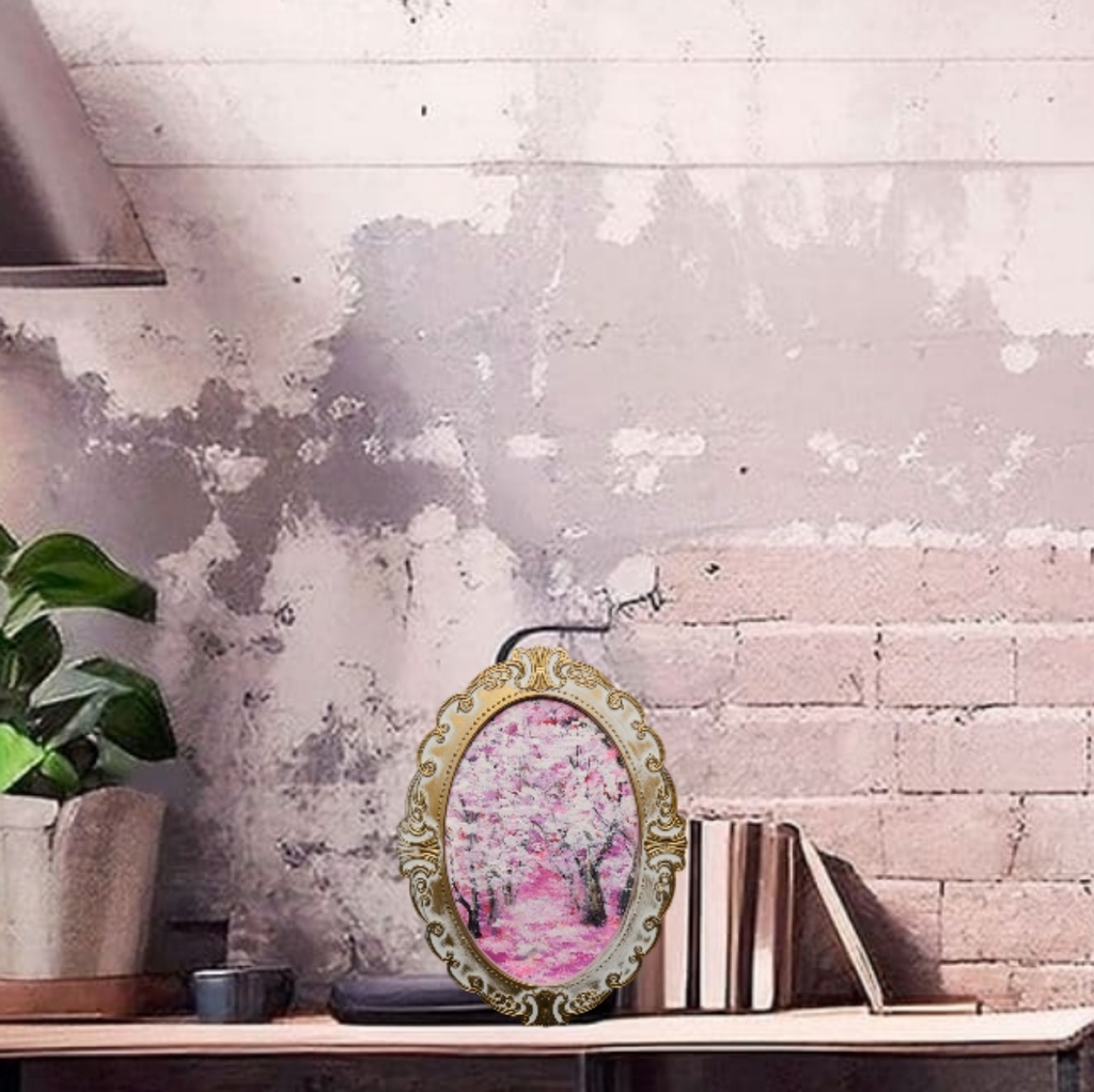 油絵 油彩 油彩画 絵 絵画 ミニ絵画 【桜のトンネル】