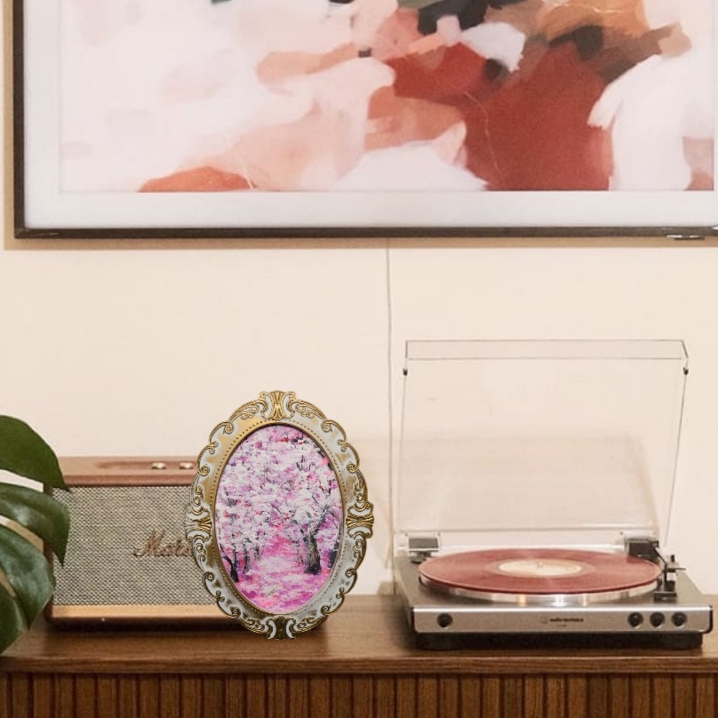 油絵 油彩 油彩画 絵 絵画 ミニ絵画 【桜のトンネル】