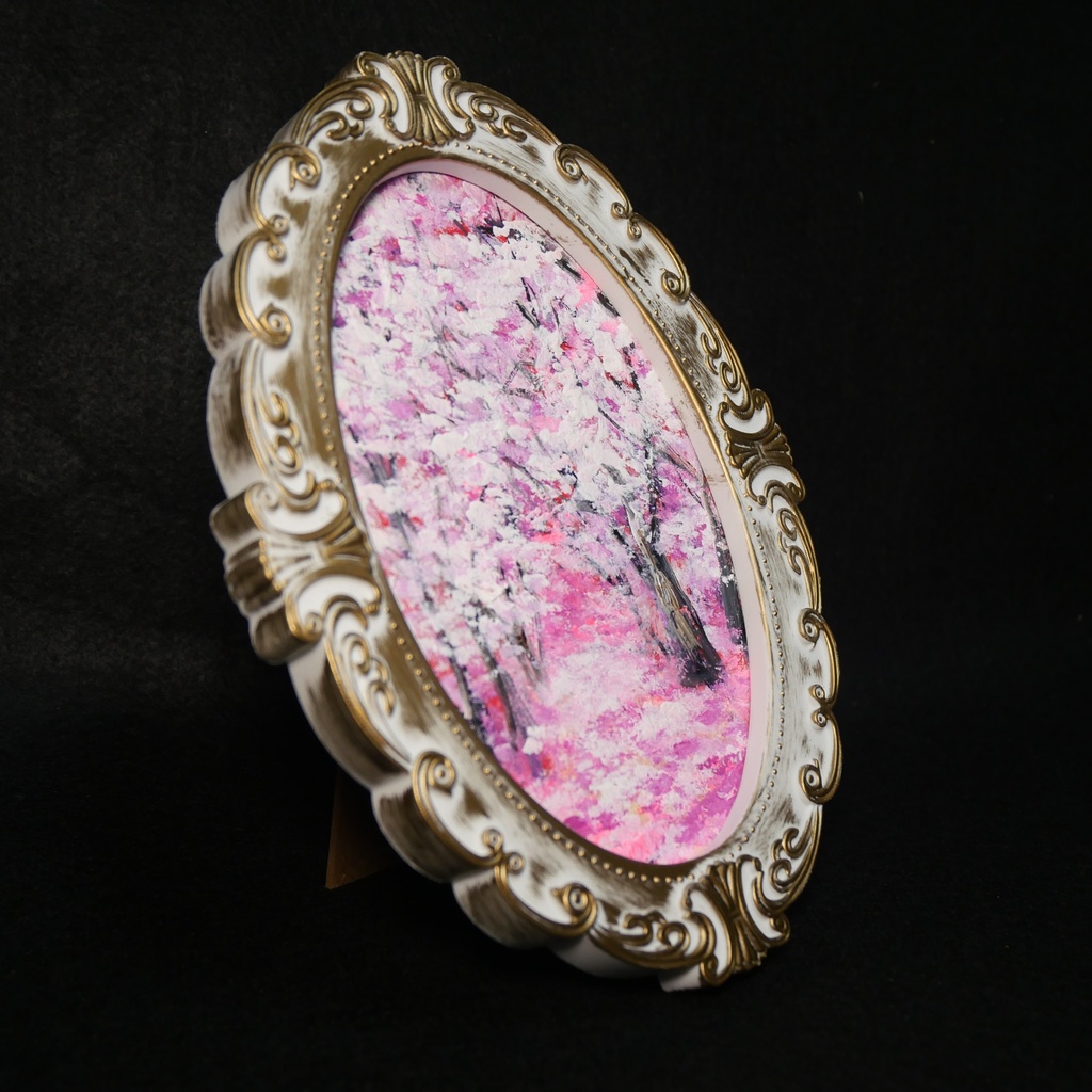 油絵 油彩 油彩画 絵 絵画 ミニ絵画 【桜のトンネル】