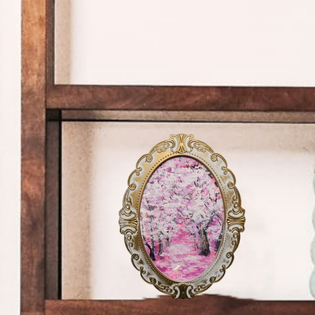 油絵 油彩 油彩画 絵 絵画 ミニ絵画 【桜のトンネル】