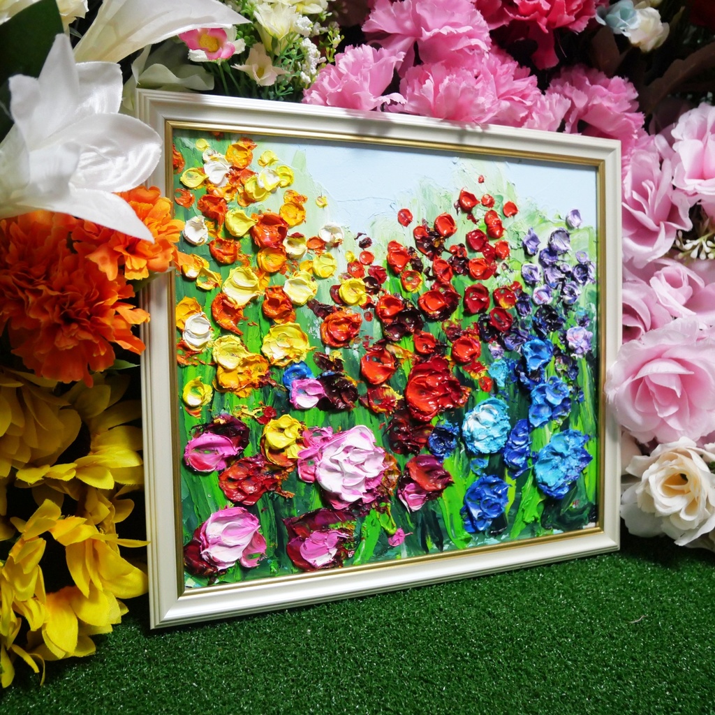 油絵 油彩 油彩画 絵 絵画 【giardino fiorito colorato 】