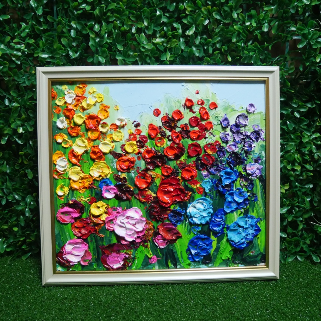 油絵 油彩 油彩画 絵 絵画 【giardino fiorito colorato 】