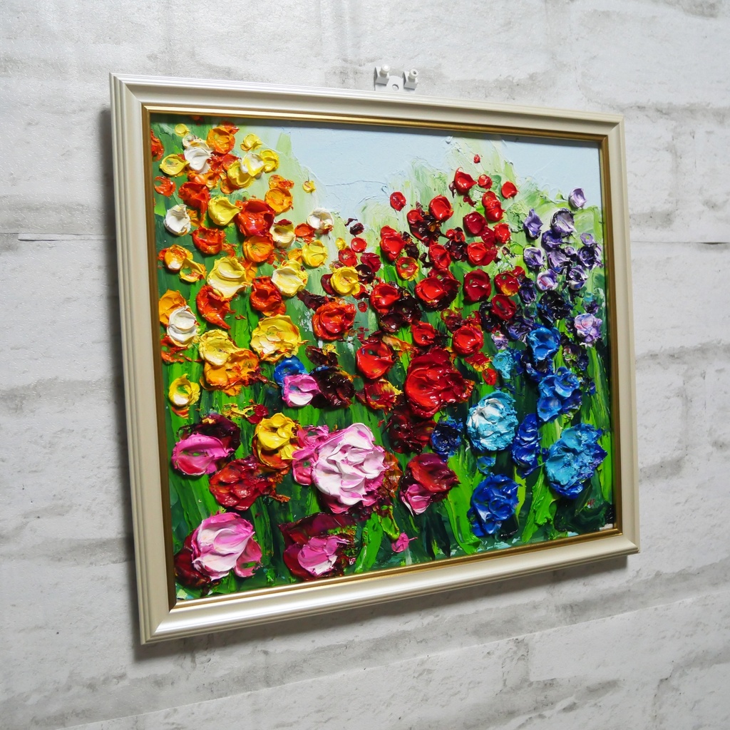 油絵 油彩 油彩画 絵 絵画 【giardino fiorito colorato 】