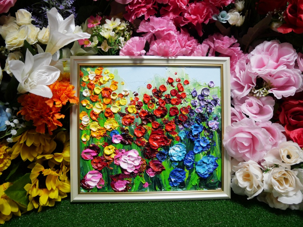 油絵 油彩 油彩画 絵 絵画 【giardino fiorito colorato 】