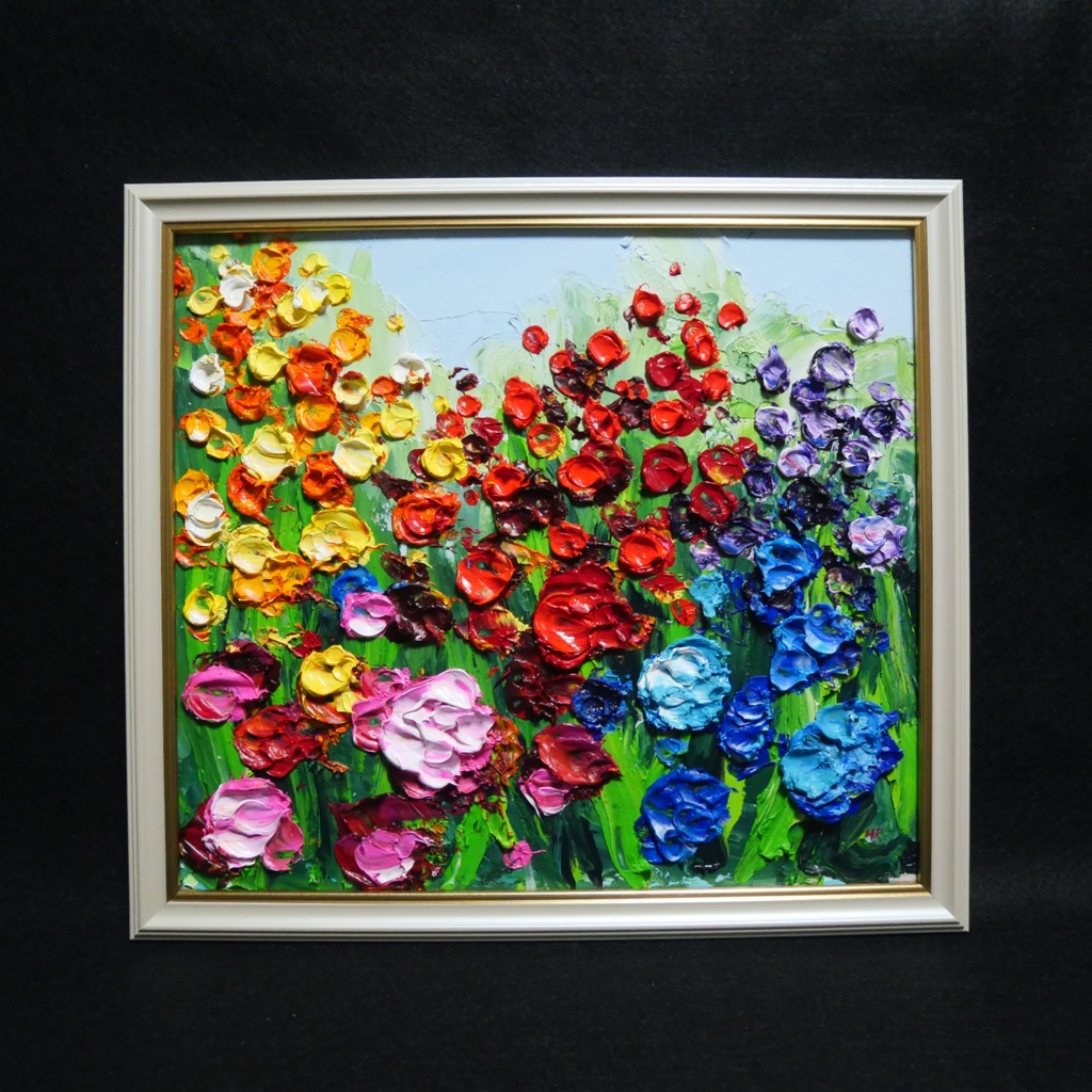 油絵 油彩 油彩画 絵 絵画 【giardino fiorito colorato 】