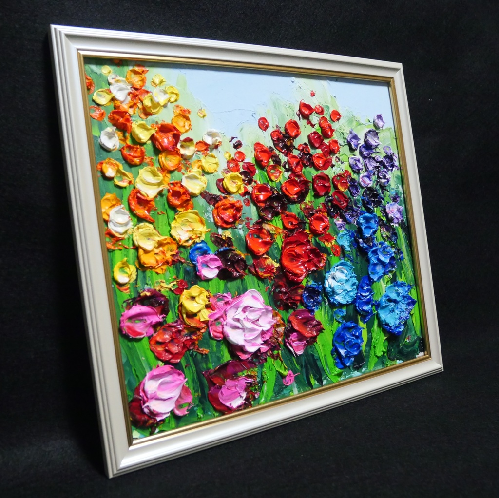 油絵 油彩 油彩画 絵 絵画 【giardino fiorito colorato 】