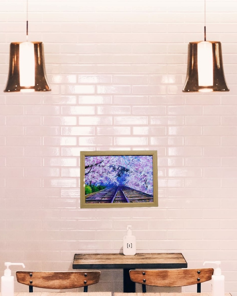 油絵 油彩 油彩画 絵 絵画 【廃線路の桜】