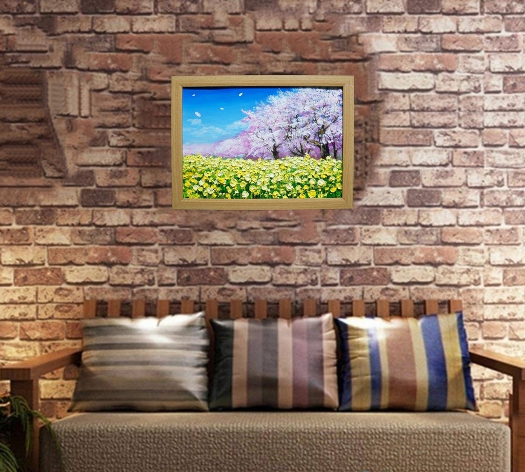 油絵 油彩 油彩画 絵 絵画 【菜の花と桜】