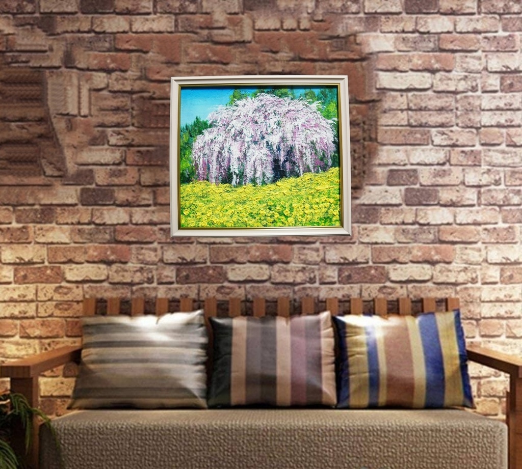油絵 油彩 油彩画 絵 絵画 【しだれ桜】