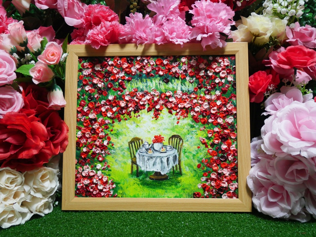 油絵 油彩 油彩画 絵 絵画 【華のお茶会】