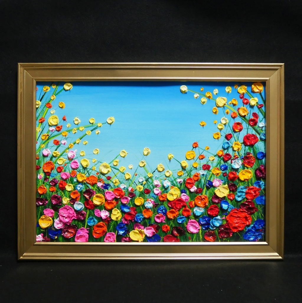 油絵 油彩 油彩画 絵 絵画 【野生のお花畑】B4
