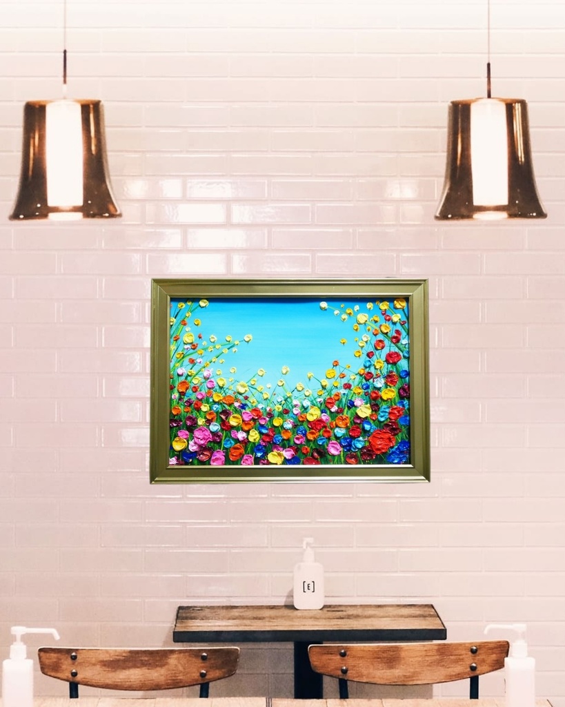 油絵 油彩 油彩画 絵 絵画 【野生のお花畑】B4