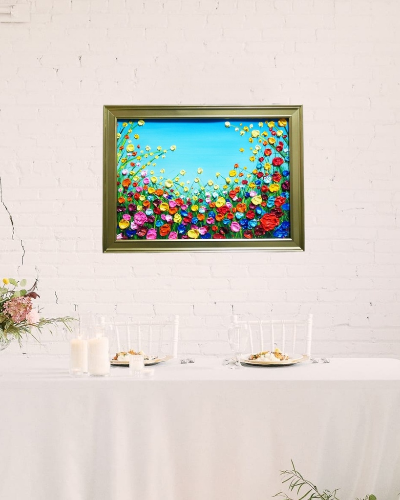 油絵 油彩 油彩画 絵 絵画 【野生のお花畑】B4