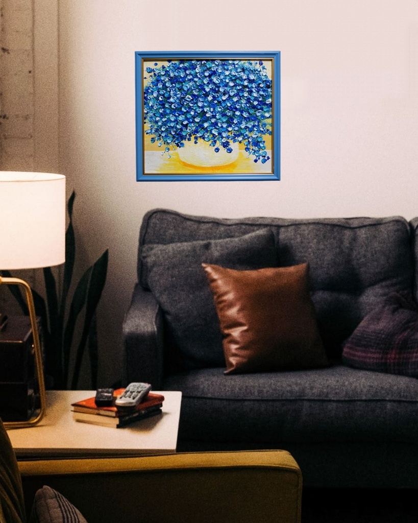 油絵 油彩 油彩画 絵 絵画 【青いかすみ草】