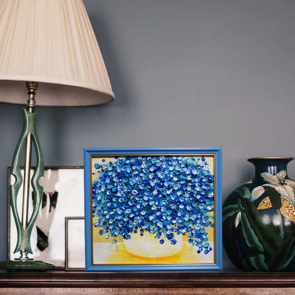 油絵 油彩 油彩画 絵 絵画 【青いかすみ草】