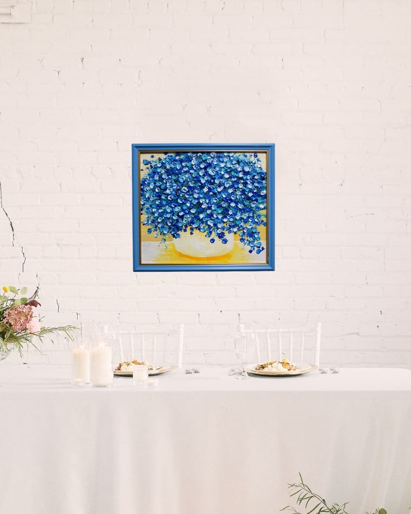 油絵 油彩 油彩画 絵 絵画 【青いかすみ草】