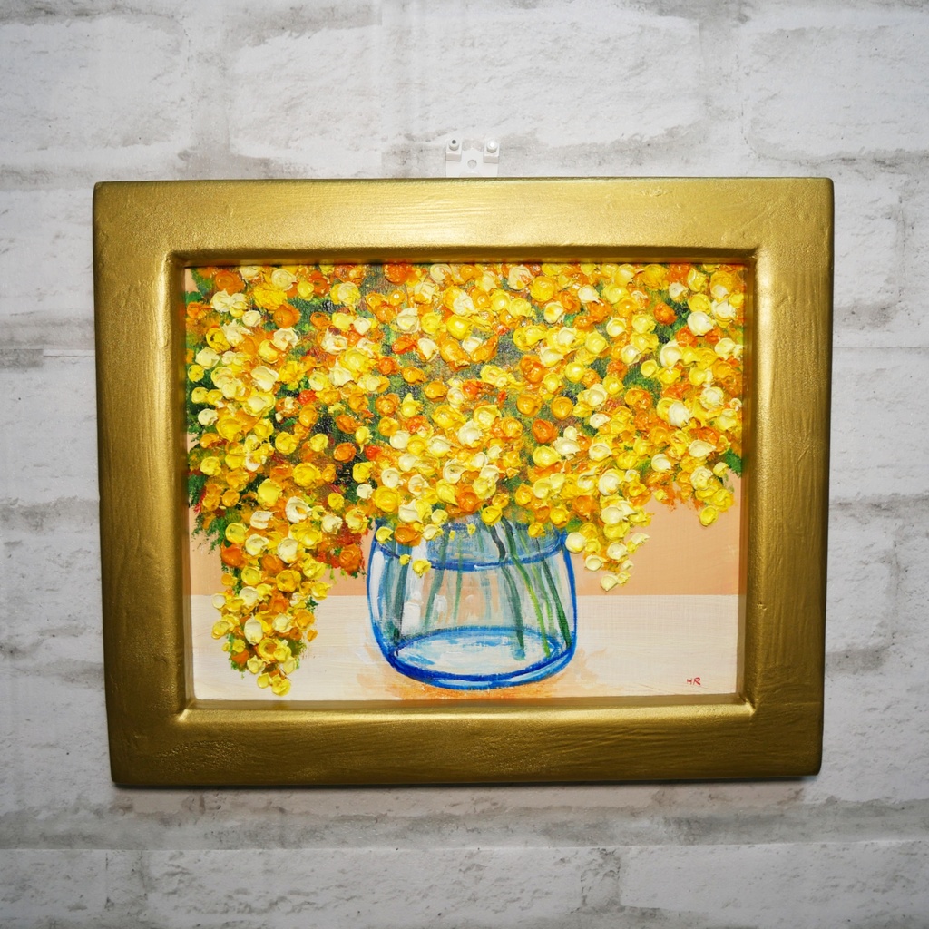 油絵 油彩 油彩画 絵 絵画 【ミモザ】