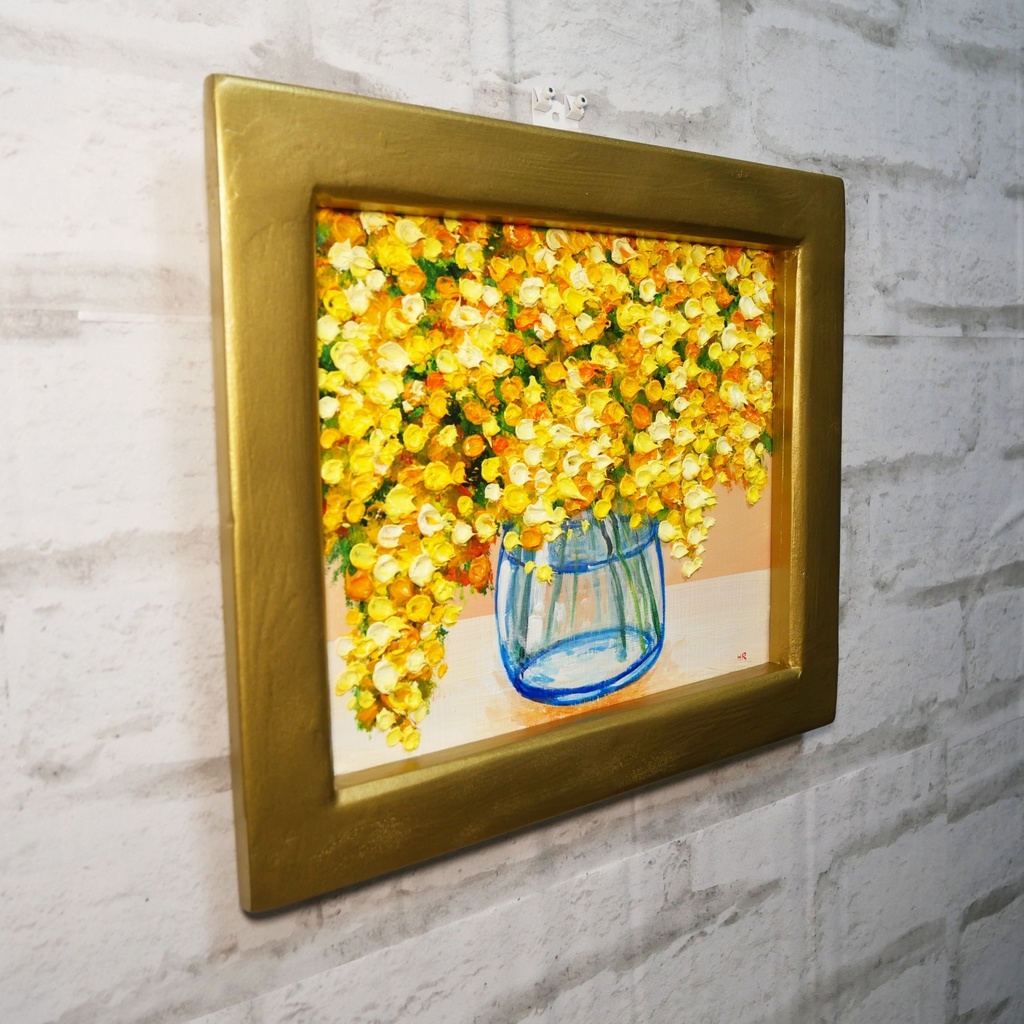 油絵 油彩 油彩画 絵 絵画 【ミモザ】