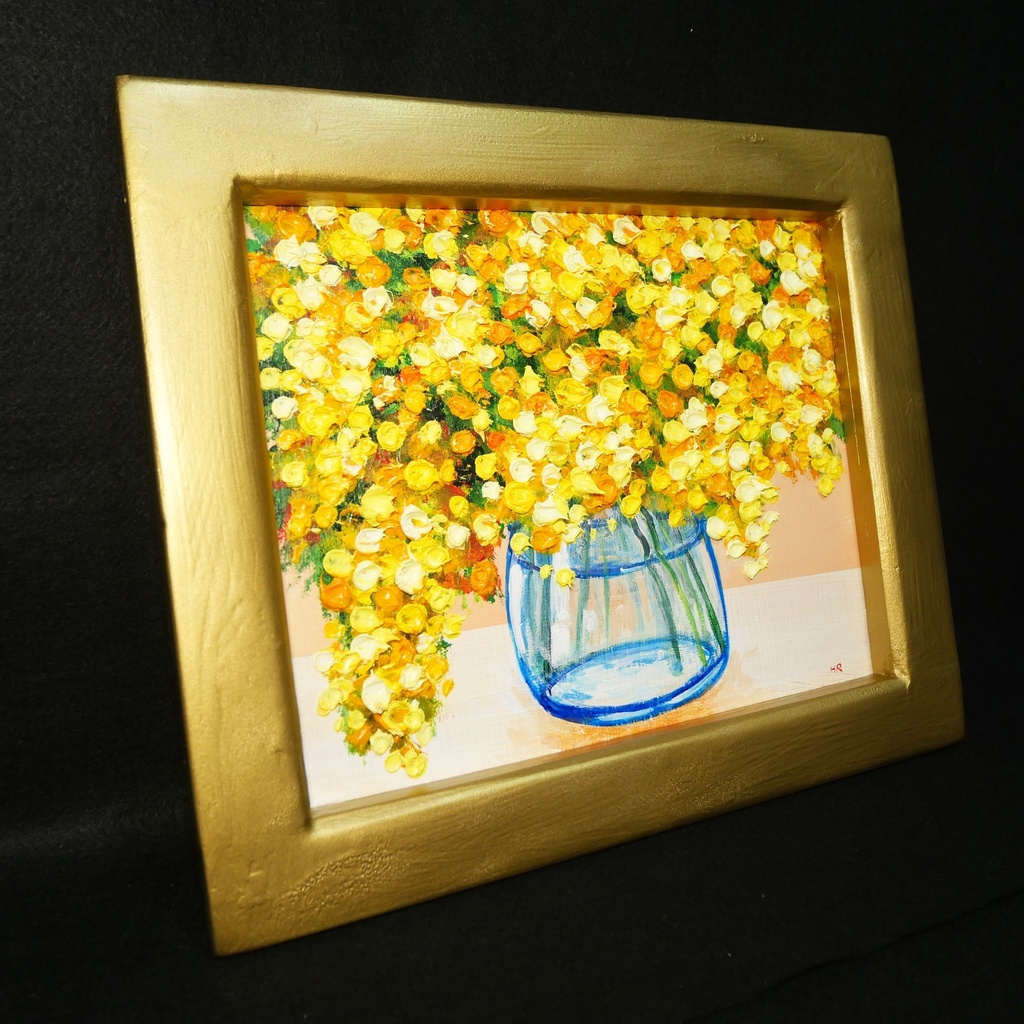 油絵 油彩 油彩画 絵 絵画 【ミモザ】