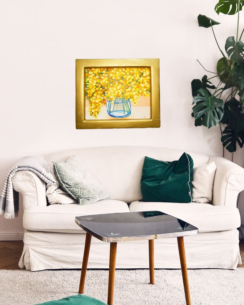 油絵 油彩 油彩画 絵 絵画 【ミモザ】