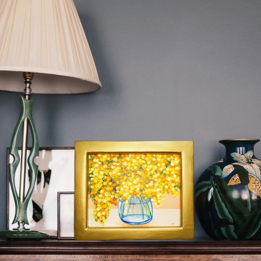 油絵 油彩 油彩画 絵 絵画 【ミモザ】