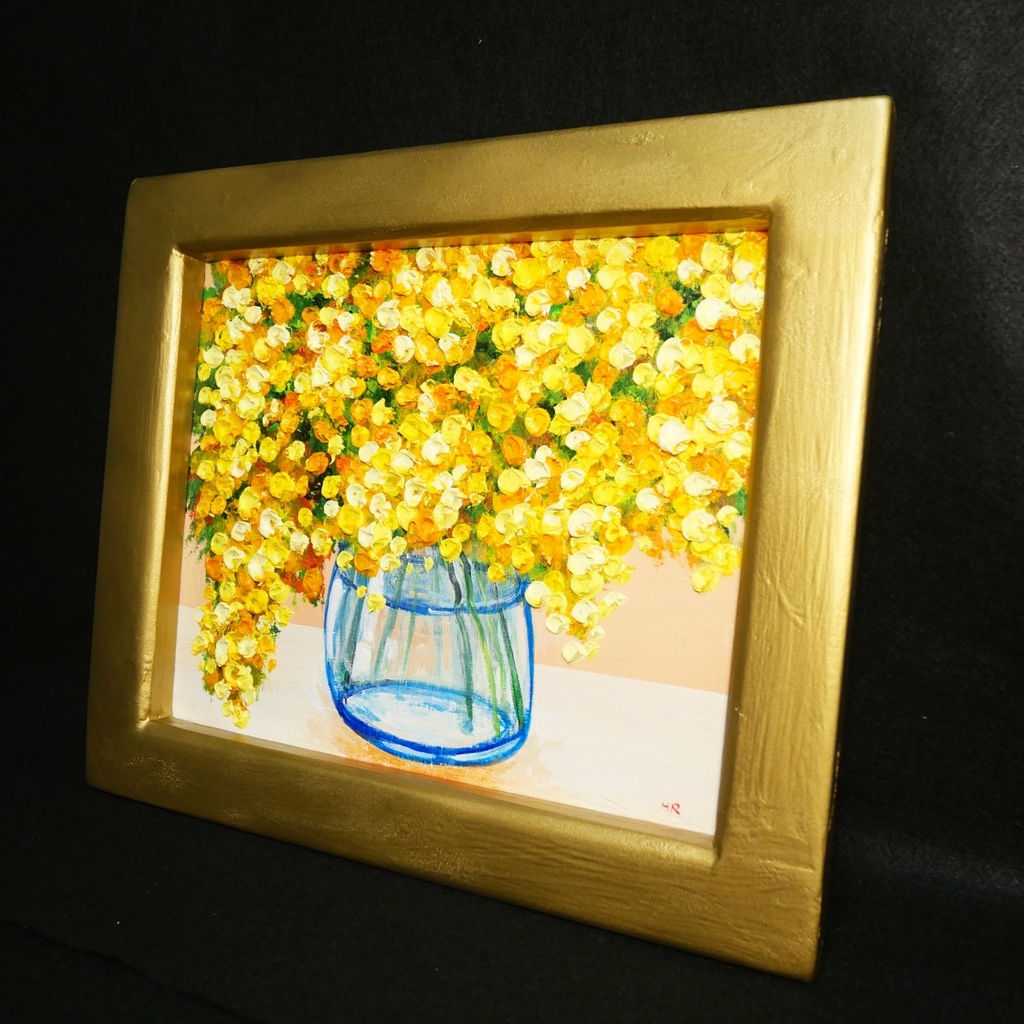 油絵 油彩 油彩画 絵 絵画 【ミモザ】