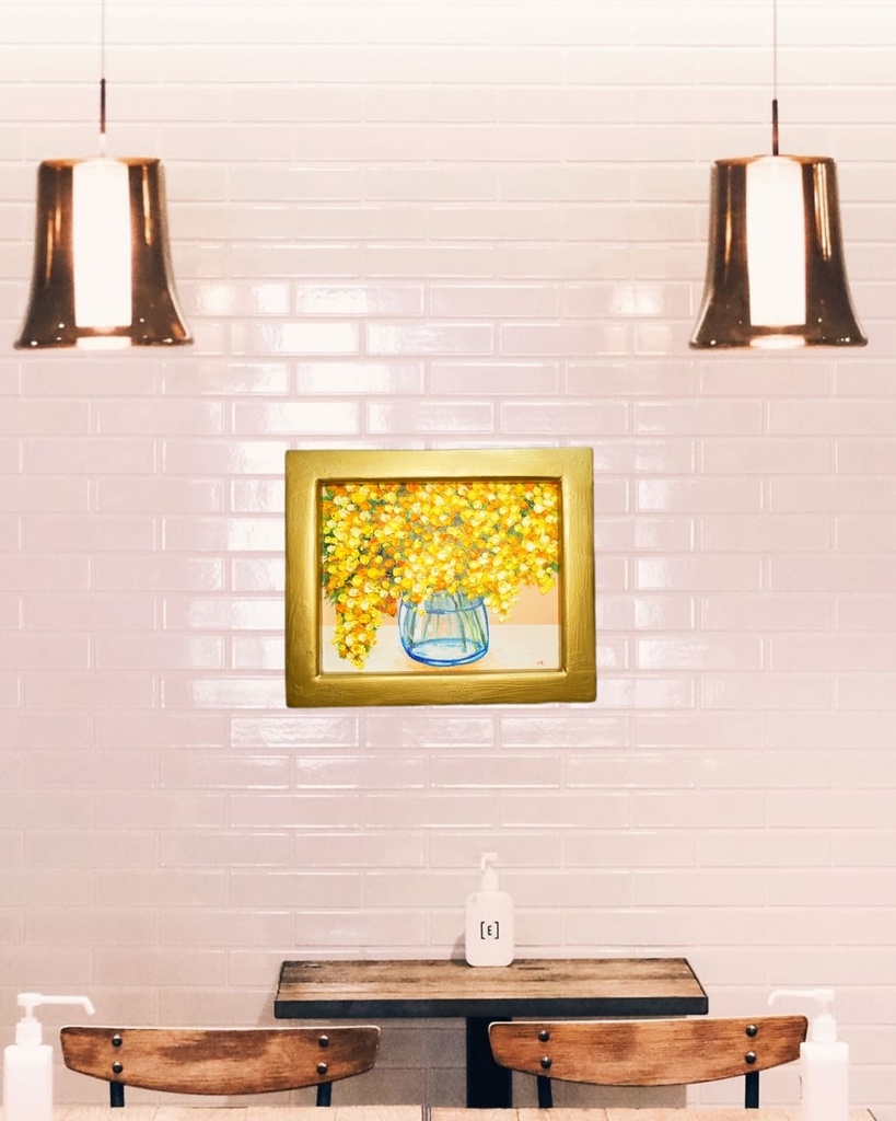 油絵 油彩 油彩画 絵 絵画 【ミモザ】