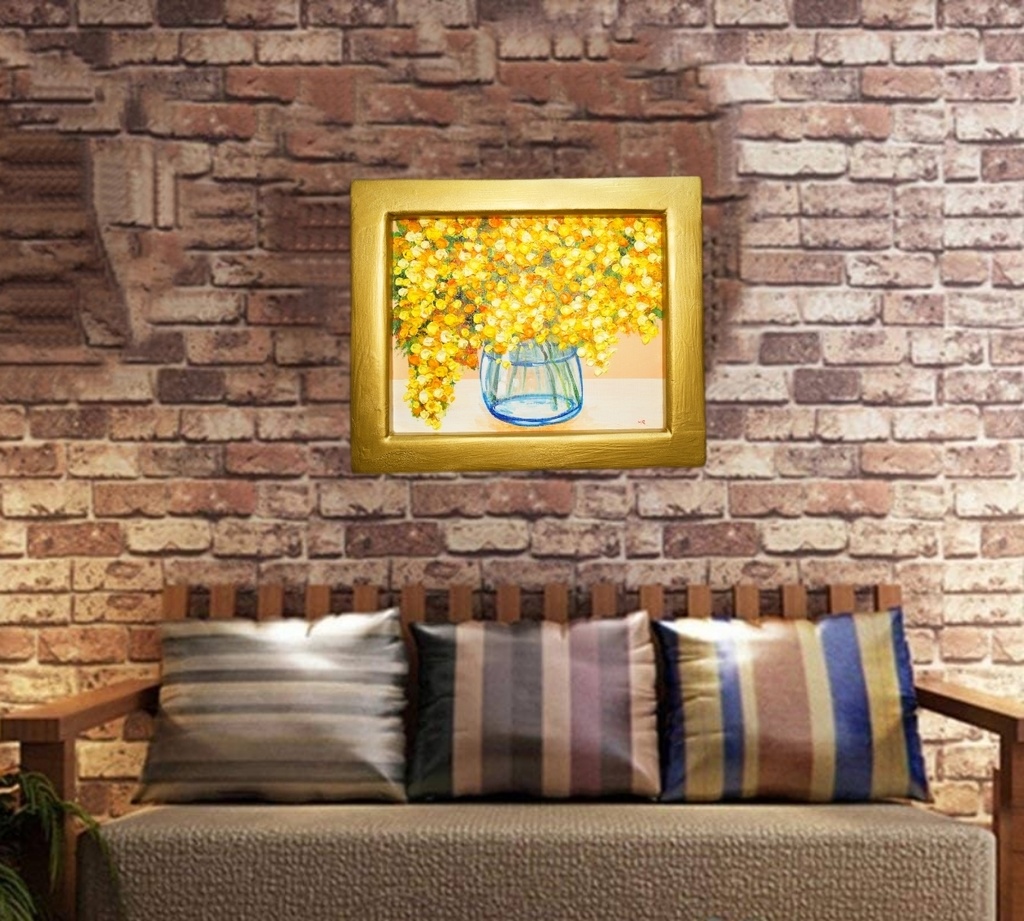 油絵 油彩 油彩画 絵 絵画 【ミモザ】