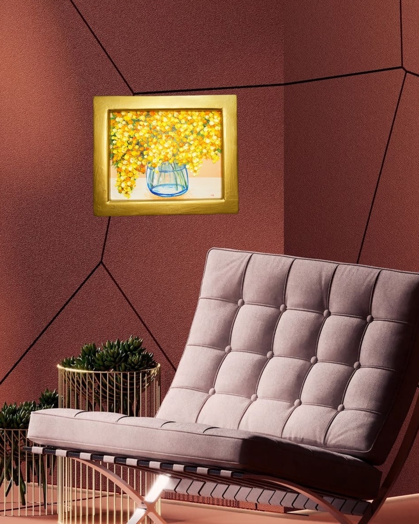 油絵 油彩 油彩画 絵 絵画 【ミモザ】