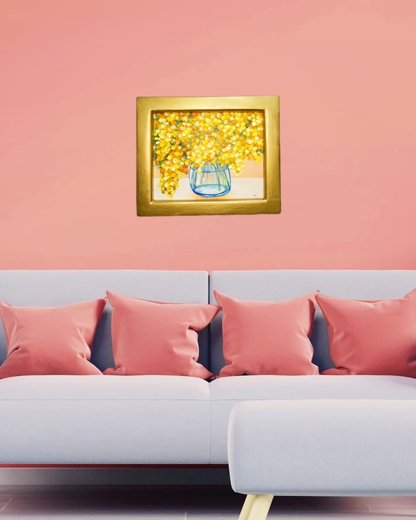 油絵 油彩 油彩画 絵 絵画 【ミモザ】