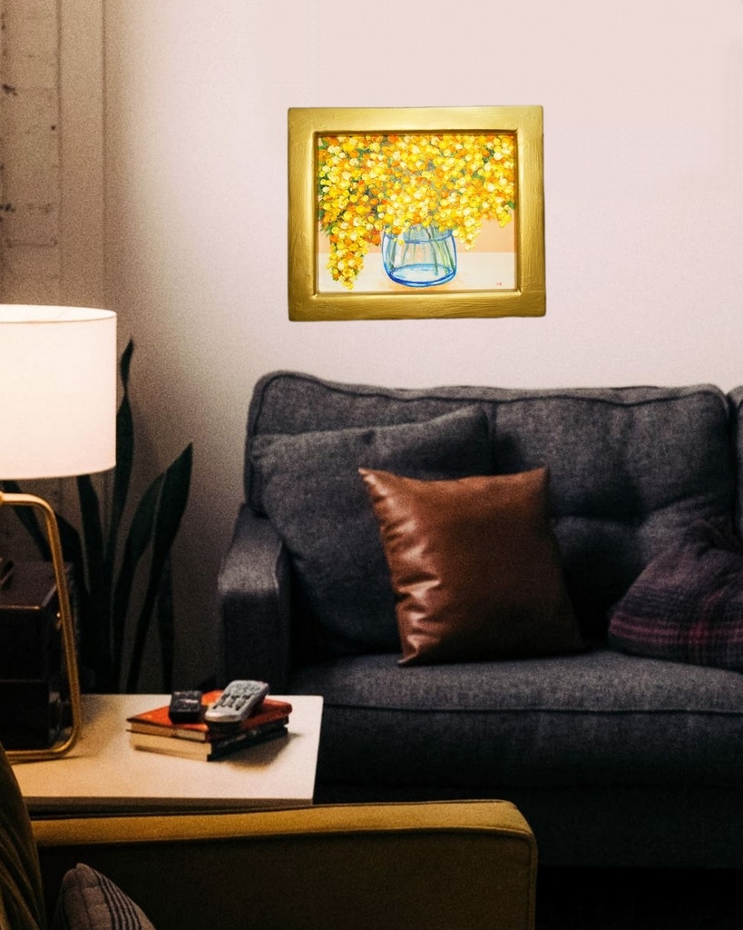 油絵 油彩 油彩画 絵 絵画 【ミモザ】