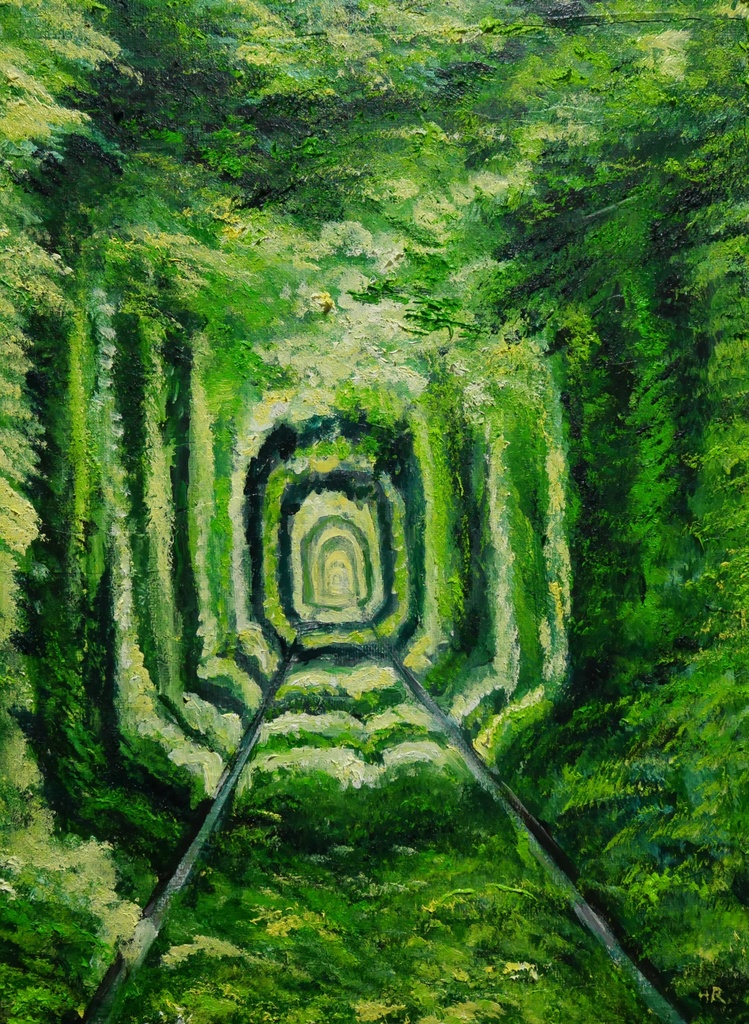 油絵 油彩 油彩画 絵 絵画 【愛のトンネル】