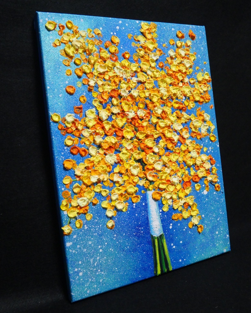 油絵 油彩 油彩画 絵 絵画 【ミモザブーケ】
