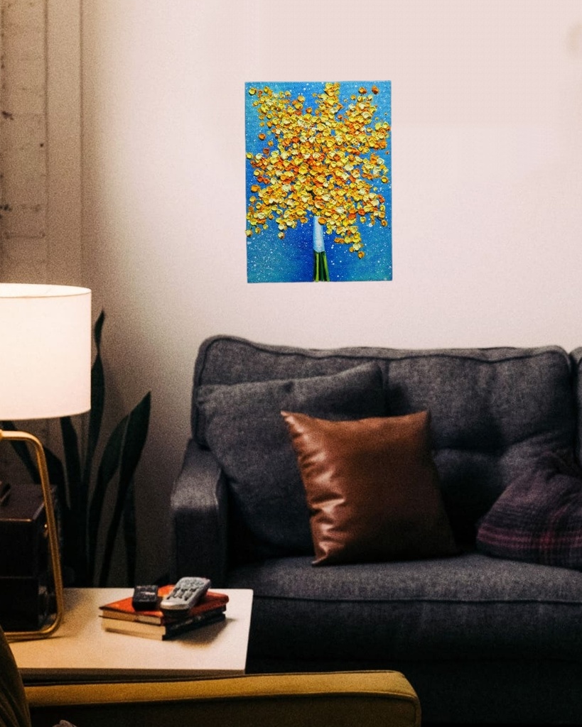 油絵 油彩 油彩画 絵 絵画 【ミモザブーケ】