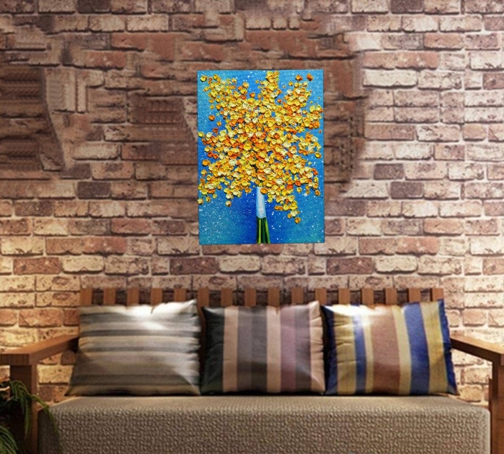 油絵 油彩 油彩画 絵 絵画 【ミモザブーケ】