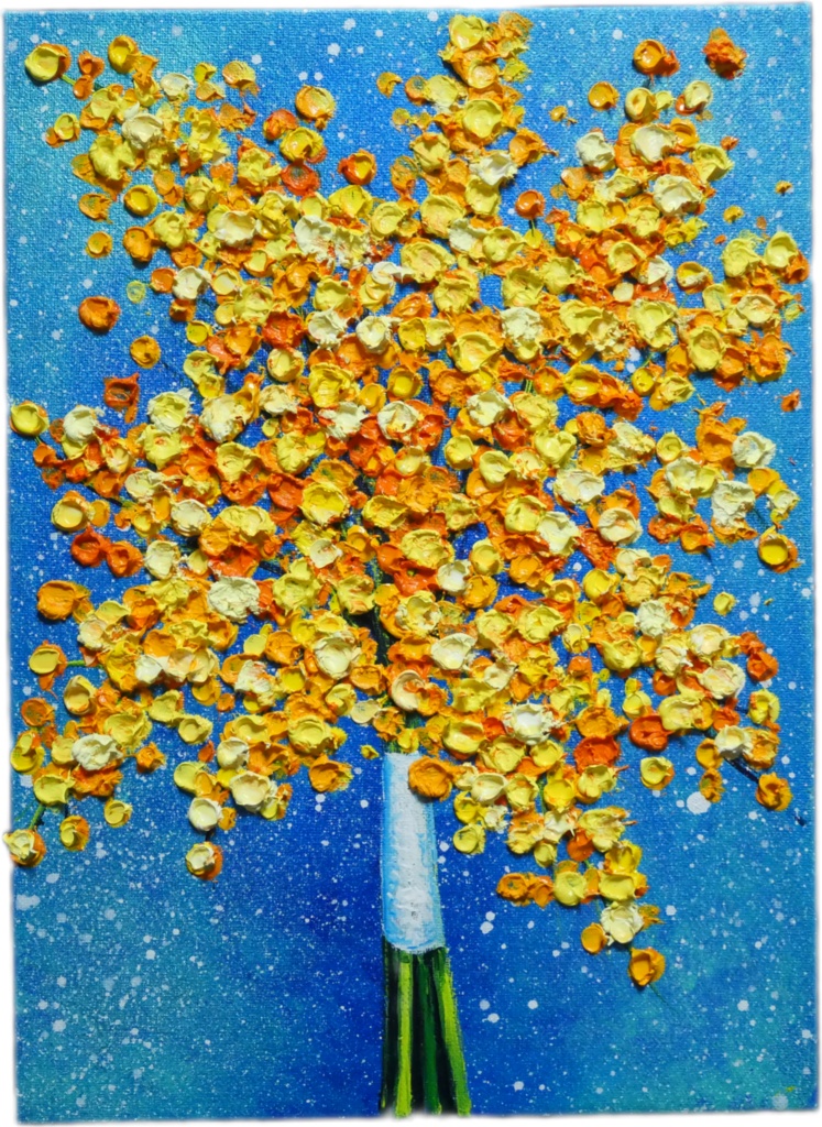 油絵 油彩 油彩画 絵 絵画 【ミモザブーケ】