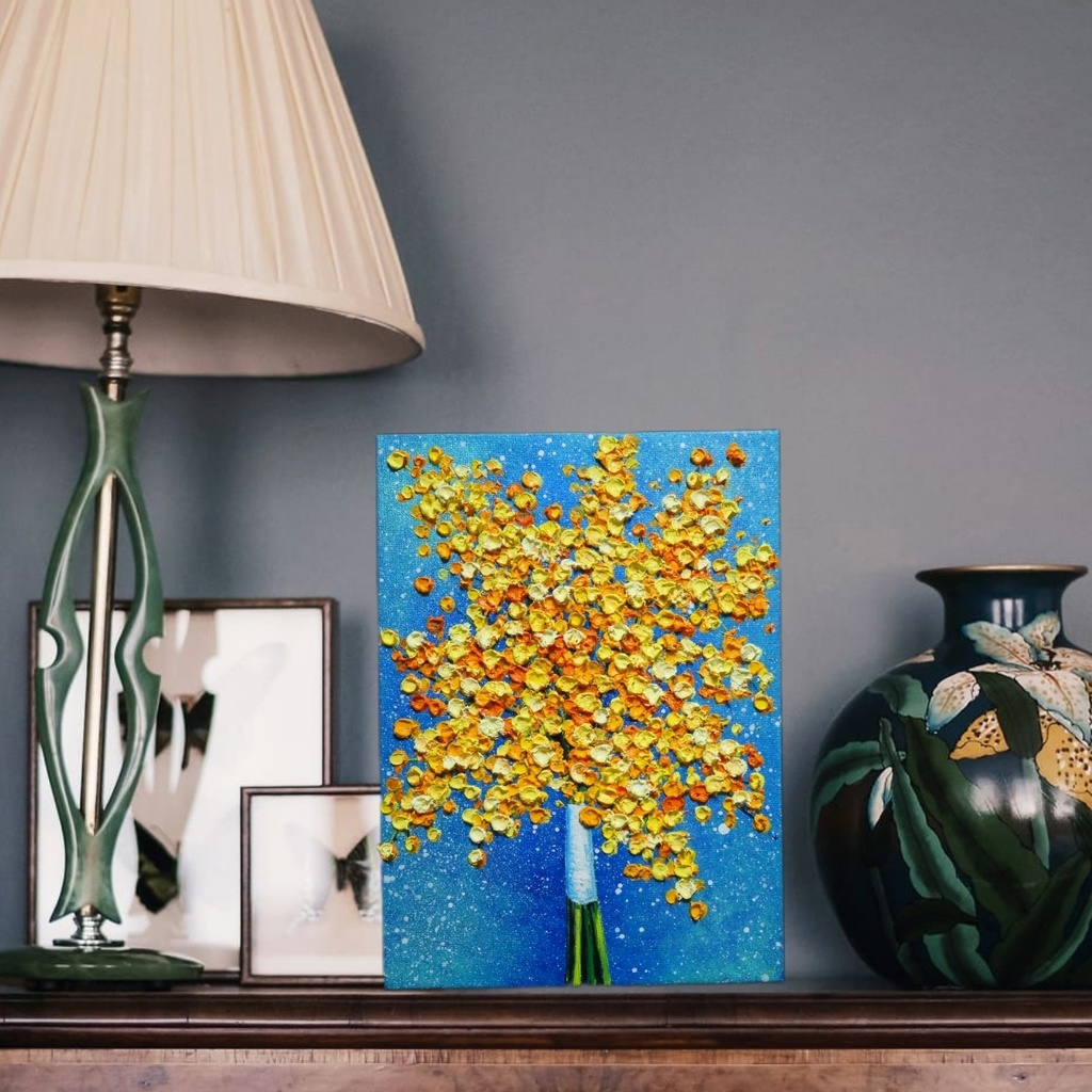 油絵 油彩 油彩画 絵 絵画 【ミモザブーケ】