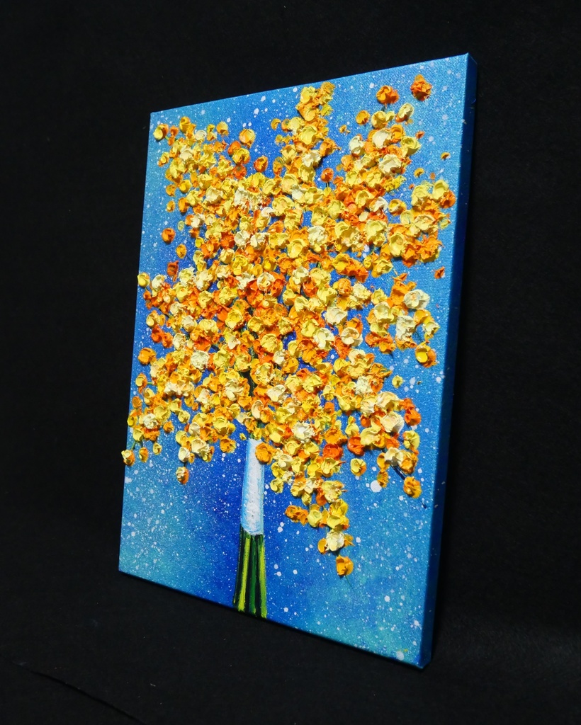 油絵 油彩 油彩画 絵 絵画 【ミモザブーケ】