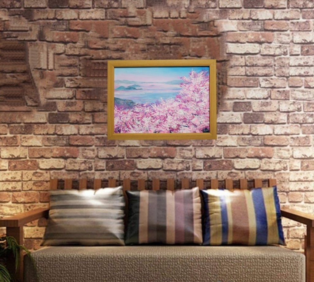 油絵 油彩 油彩画 絵 絵画 【海の桜】