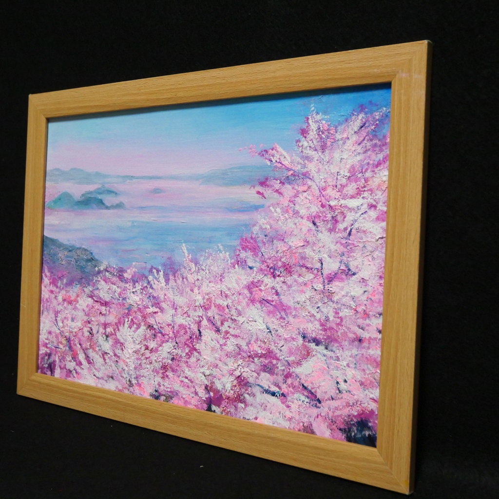 油絵 油彩 油彩画 絵 絵画 【海の桜】